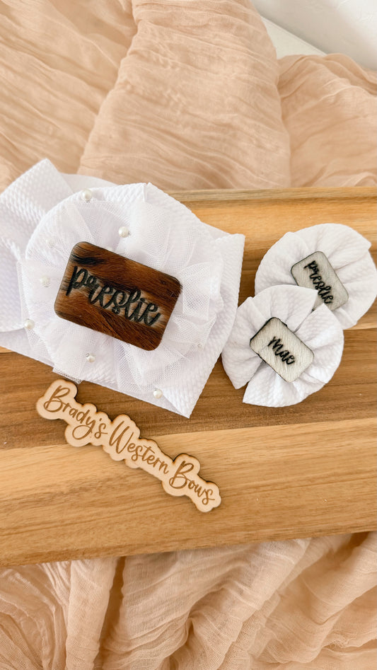 Custom Cowhide Name Patches ( Headwrap)