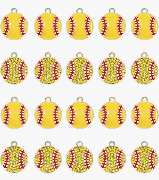 Softball Charms ( glitter )